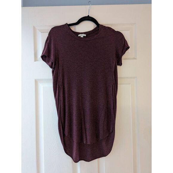 Aritzia Wilfred Size S Capucine Burgundy Open Side T-shirt Round - Picture 2 of 6
